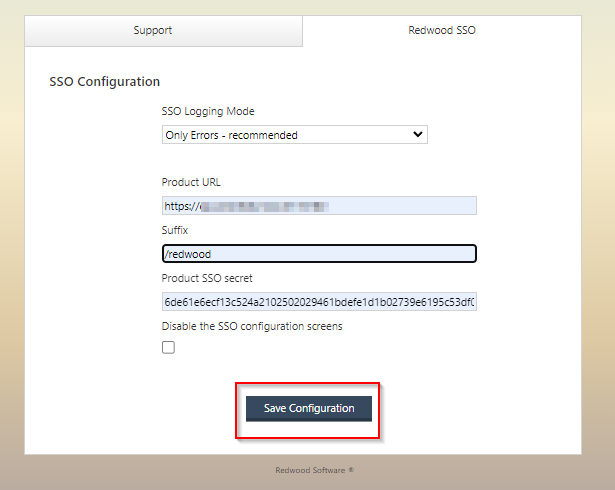 Last step of the SSO configuration